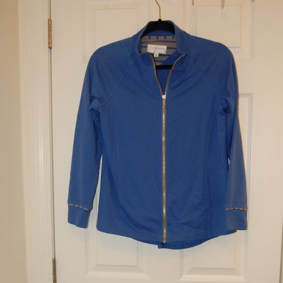 ERIN LONDON Women's Cobalt Blue /Grey Light Zipper Jacket Size Small - Picture 2 of 7